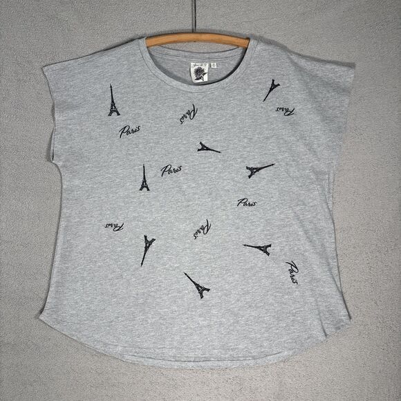 Joei & I T Shirt Women’s Size 3X Gray Paris AOP Eifel‎ Tower Chic Minimalist - Picture 1 of 15